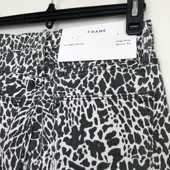 NEW FRAME Black Le High Abstract Animal Noir Multi Pant Skinny Jeans Size 25 - Picture 8 of 10